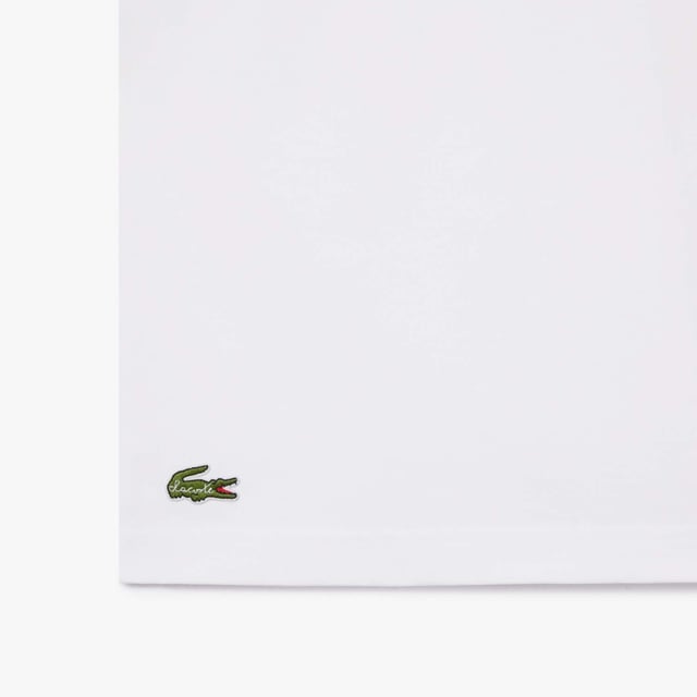 Mens Lacoste Piqué Effect Slogan Cotton Jersey T-shirt Cotton jersey Regular fit  straight cut  Crew neck Print on chest Embroidered crocodile at hem