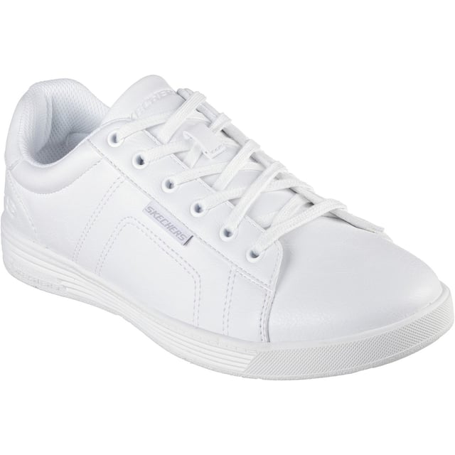Strakke looks en cool comfort worden gecombineerd in Skechers Cavell - Hensley. Deze Classic Fit sneaker heeft een bovenwerk van imitatieleer met decoratieve stikseldetails, een vetersluiting aan de voorkant en een dempende Skechers Air-Cooled Memory Foam binnenzool.