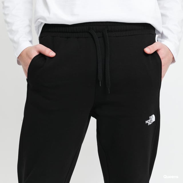 The North Face Mens  M Standard Pants.   
Men’s Black Sweatpants by the the North Face Brand With a Decent White Left Leg Logo.   
Elastic Waist with Drawstring.  
2 Side Hand Pockets, Thigh Logo.     
Model Is Wearing Size M.   
Model Is 186 Cm Tall and Weighs 78 Kg.