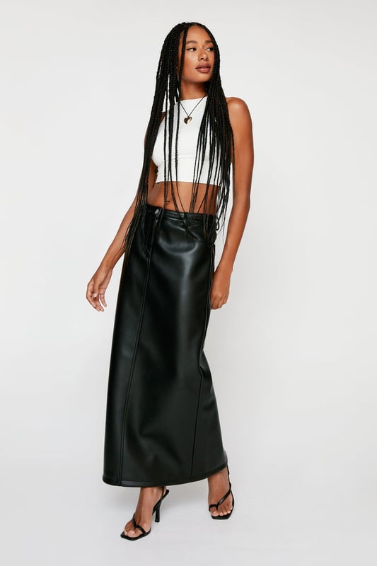 Black maxi leather skirt clearance
