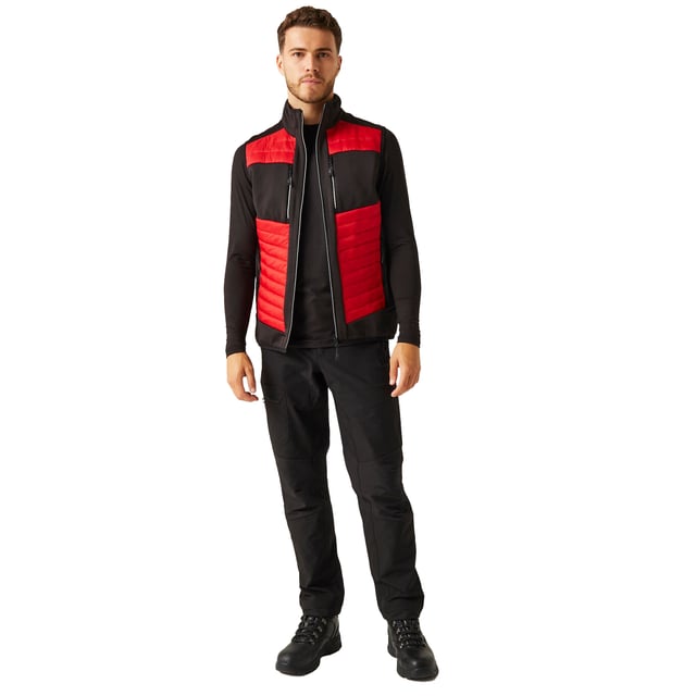 90% Polyester, 10% Elastane. Fabric: Extol Stretch, Knitted. Design: Contrast Colour, Reflective Detail. 37gsm. Fabric Technology: Insulating, Showerproof, Thermal, Warmloft, Water Repellent. Access For Decoration, Bound Armholes, Chin Guard, Cut Out Label, Elasticated Arm Holes, Inner Zip Guard, Panelled. Neckline: Bound, Elasticated, Funnel Neck. Sleeve-Type: Sleeveless. Pockets: 2 Chest Pockets, 2 Front Pockets, Zip. Fastening: Full Length, Zip. Hem: Bound, Elasticated. Sustainability: Ethical Trading Initiative, GRS Certified, Made from Recycled Materials, REACH, Sustainable Materials. XS: 36 in. S: 38 in. M: 40 in. L: 42 in. XL: 44 in. XXL: 48 in. 3XL: 51 in.