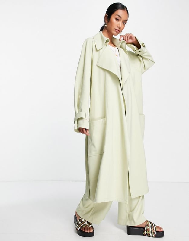 Topshop duster coat in sage Green