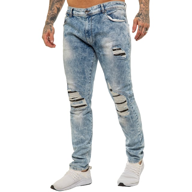 These Enzo Skinny Jeans Ripped Stretch Denim features a zip fly fastening, easy care and comfortable to wear. With two front pockets, two back pockets and one-coin pockets.