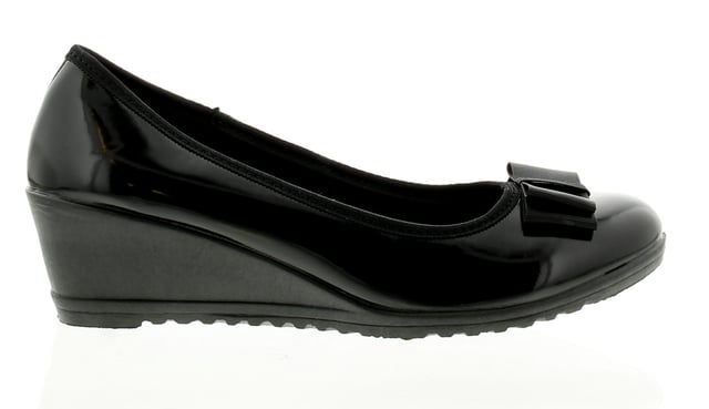 Ladies black patent wedge shoes store