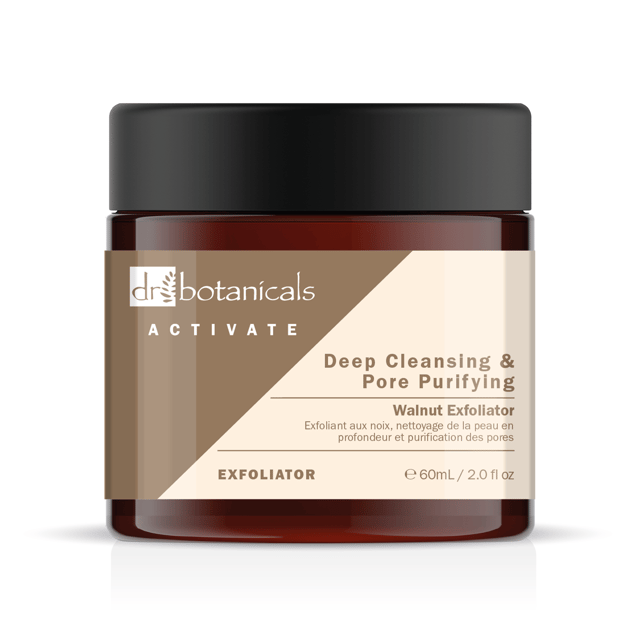 - Gentle and effective exfoliation for brighter skin
- Minimizes the appearance of pores
- Leaves skin dewy, glazed, and plumped

Dr Botanicals Activate Deep Cleansing And Pore Purifying Walnut Exfoliator is a clean beauty formula that combines the power of walnut shell powder, coffee seed extract, and grape seed oil to gently exfoliate and purify the skin. This organic and natural exfoliator brightens and smooths the skin's texture, while also minimizing the appearance of pores. It leaves the skin looking dewy, glazed, and plumped, while maintaining a healthy and calm complexion.