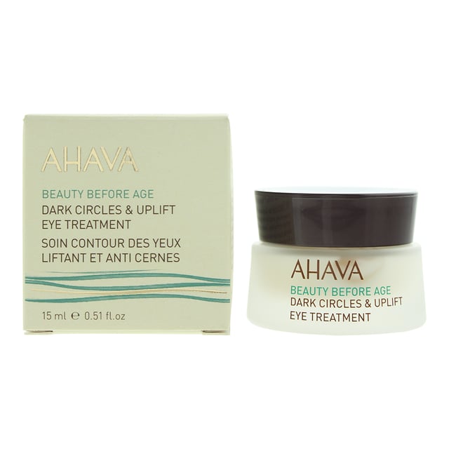 Ahava Beauty Before Age Dark Circles & Uplift Eye Treatment is a targeted solution designed to reduce the appearance of dark circles, puffiness, and fine lines around the eyes. Its advanced formula works to brighten and firm the delicate eye area, promoting a refreshed and lifted look. Lightweight and fast-absorbing, this treatment rejuvenates tired eyes, leaving them visibly smoother, more radiant, and youthful.