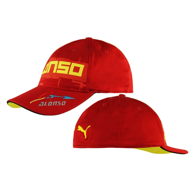 Gorra Puma Fernando Alonso Ferrari Ajustable Rojo Amarillo Snapback Unisex 760950 02