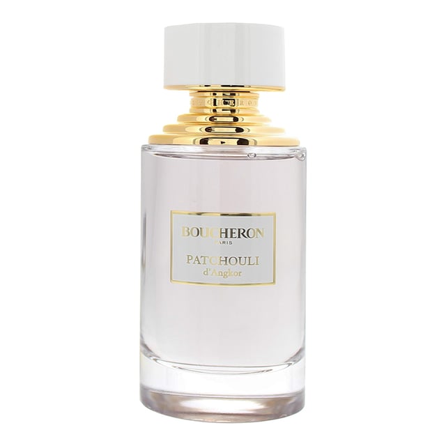 Patchouli d’Angkor is a unisex Chypre Floral Fragrance, created by Nathalie Lorson and launched in 2019 by Boucheron. The fragrance contains top notes of Pear and Bergamot; middle notes of Jasmine and Bourbon Pepper; and base notes of Patchouli, White Musk and Guaiac Wood. The fragrance is a flowery, powdery scent with the Pear note adding a sense of juiciness. The is best suited to Spring and Autumn months.