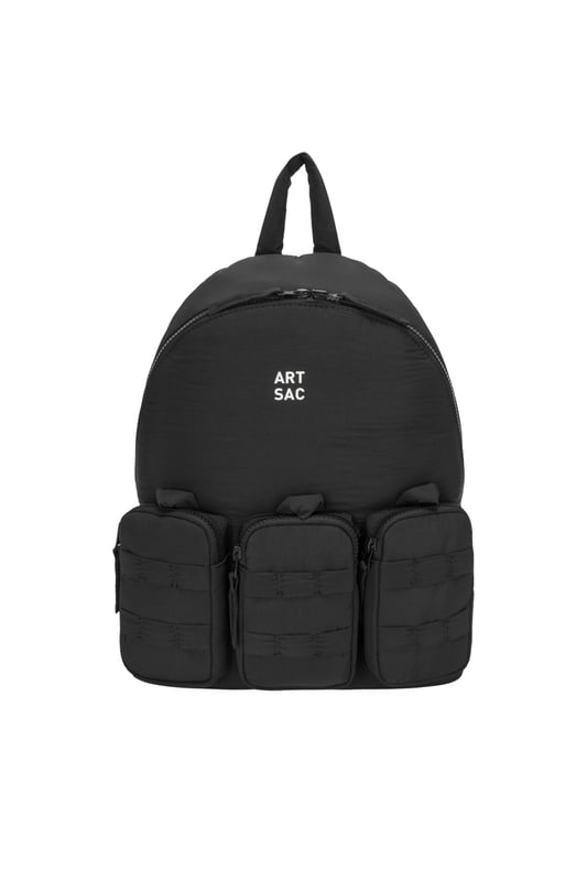 Our medium-sized backpack. This lightweight backpack has plenty of internal space as well as a unique triple-pocket design and internal laptop sleeve (fits 13 inch Macbook Pro). It's stylish design is discreet and adaptable enough to style with any outfit. The perfect bag for your every day commute or casual day-trip. Features: , Padded lightweight nylon, Water resistant, 13 inch padded laptop sleeve, Zip top opening to main compartment, ARTSAC screen printed logo, Triple front zip pocket with loops, Internal zip pocket for smaller valuables, 2 Internal mobile phone slip pockets - Fits normal and plus size smart phones, 3 Internal pen slip pockets, Ergonomic contoured back panel, Adjustable padded backpack straps, Top grab handle, Medium model Style Ref: 52012 BLACK