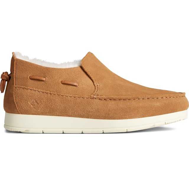 Our new indoor/outdoor shoe with water-resistant suede uppers is destined to become your seasonal favorite. Pairs well with almost anything, from pajama pants to chinos.