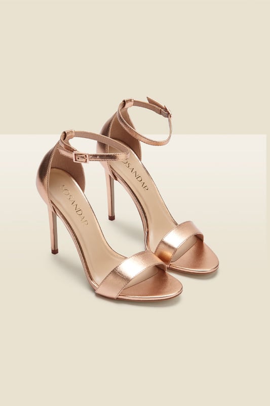 Your go-to going out shoes
Simple but sexy
Luxe gold leather
Ankle strap fastening
Covered heel for extra support
With jeans and a nice top or an LBD
