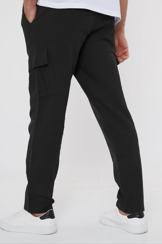 Upgrade your wardrobe with these linen blend cargo trousers from Threadbare. These linen mix cargos are the perfect blend of comfort and style, and with a part elasticated waistband with drawcords, they hit the laidback luxe trend with ease. Cut in a regular fit with a twin needle stitched hem, belt loops, mock horn button and zip fly closure. Linen-rich, these trousers will keep you cool and comfortable all day long, and have two side pockets, two back pockets, along with a button closure pocket on each leg. Team with a casual shirt to complete the look.