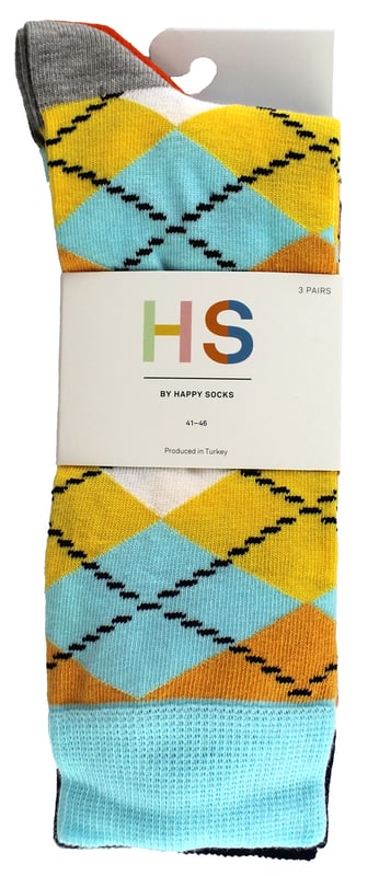 HS Happy Socks Men's 3-Pack Argyle SocksStep into a world of unrivaled comfort and style with HS Happy Socks Men's 3-Pack Argyle Socks. Designed to fit any footwear, these versatile socks effortlessly complement both casual and formal settings for an all-round perfect addition to your wardrobe. Experience the luxurious comfort that makes these socks an absolute must-have for anyone.HS Happy Socks socks are crafted to bring fun and vivacity to your everyday attire. With a flawless fusion of comfort, style, and adaptability to any season, these socks will keep pace with your ever-changing lifestyle. Made from a breathable cotton blend, these men's socks cater to size 6-11.HS Happy Socks Men's 3-Pack Argyle Socks offer an abundance of benefits. Their distinctive argyle pattern lends a touch of timeless elegance to your look, while the cozy construction ensures day-long wearability. Furthermore, our cotton blend material promotes excellent foot hygiene, absorbing sweat to keep your feet fresh and odor-free. Revel in the ultimate combination of style and comfort with HS Happy Socks Men's 3-Pack Argyle Socks - your go-to for premium sockwear.Essential Product Details- Bright and colourful- Quality Material- Creative Design- Suitable for All Seasons- Ideal for Casual and Formal Occasions- One Size (6-11)