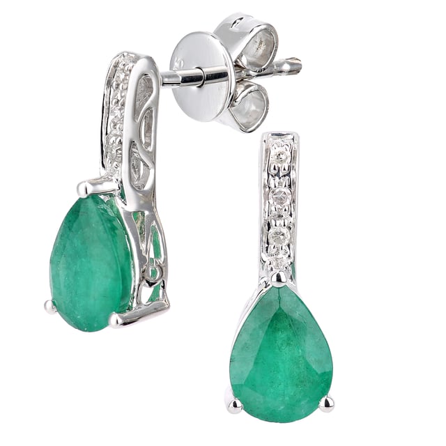 Oro blanco de 9 quilates (375): 1,51 g; # Diamante: 0,03 ct; # Esmeralda: 1.3ct