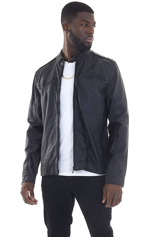 Black Jones Faux Leather Biker Jacket