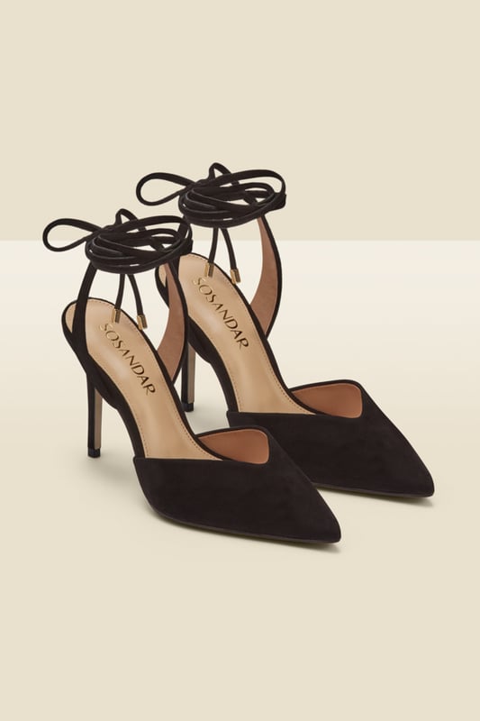 Public desire classy black tie up heeled shoes top