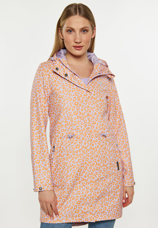 Betonen Sie Ihren Regentagsstil mit dieser Regenjacke mit Leopardenmuster. Die Jacke hat eine normale Passform und eine Länge bis zur Mitte des Oberschenkels, eine verstellbare Kapuze und verschweißte Nähte für Wasserbeständigkeit. Der Reißverschluss ist unter Druckknöpfen versteckt und zwei Fronttaschen sorgen für Funktionalität. Jacke mit langen Ärmeln und verstellbaren Kordelzügen in der Taille. Gehen Sie hinaus in diesen Parka mit Gepardenmuster, der sowohl modisch als auch funktional ist. Die Jacke besteht aus 3000 mm wasserdichtem Stoff.  regenparka