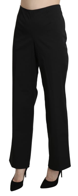 BENCIVENGA
  High waist straight pants
  Color: Black
  Material: Cotton
  Zipper closure
  Logo details
  Made in Italy
  Womens pants
Material: Cotton