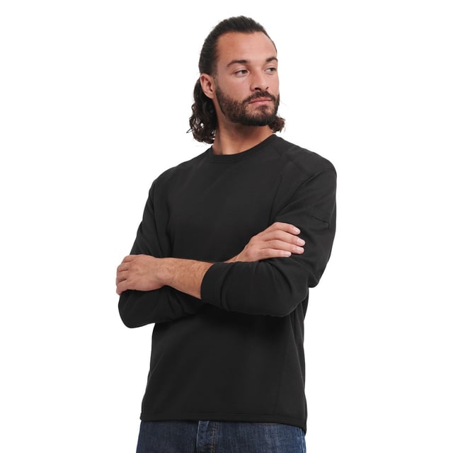 Material: 80% Combed Ringspun Cotton, 20% Polyester. Fabric: Double Layer. Design: Plain. 300gsm. Fabric Technology: Durable, Stain Resistant. Hem: Elasticated, Ribbed. Drop Tail, Elasticated, Heavy Duty, Locker Patch, Pen Holder. Cuff: Elasticated, Ribbed. Sleeve-Type: Long-Sleeved. Neckline: Round Neck. Fastening: Pull Over. Sustainability: Better Cotton Initiative, Oeko-Tex Standard 100 Certified, WRAP Certified. Hardwearing.