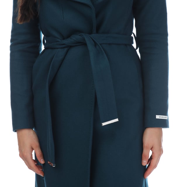 Womens Ted Baker Rose Wool Wrap Coat in Teal- In any weather  the ROSE coat will level up your wardrobe. Made from wool  it's cut in Ted Baker's signature wrap style  and completed with elevated details such as the high neck collar and metallic tipping on the belt.- Wool coat- Wrap front- Magnetic collar- Long sleeves- Midi length- Belted- Button fastening- Shell: 77% Wool  18% Polyamide  5% Cashmere.  Body Lining: 50% Viscose  50% Acetate.  Sleeve lining: 100% Polyester.  Do not wash; may be dry cleaned.- Ref: 249306TEALBLUE