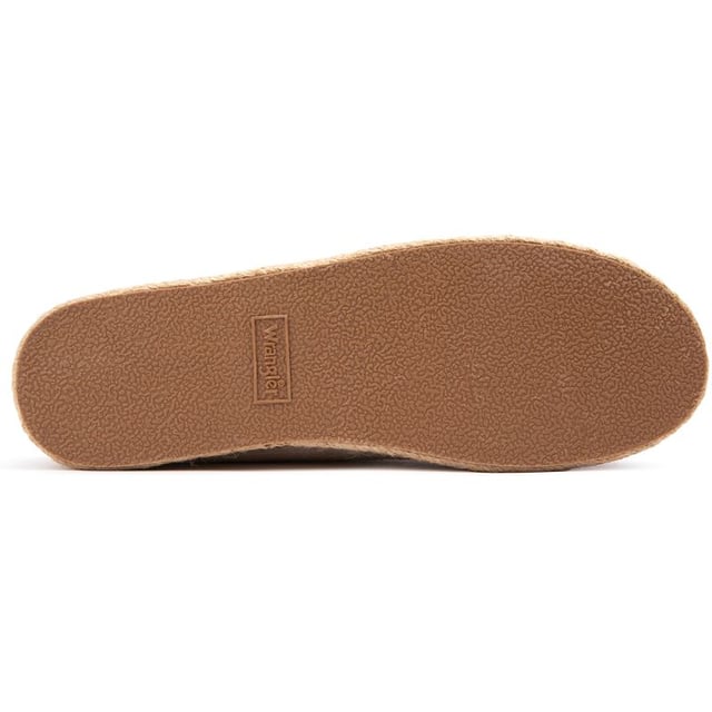 Womens black Wrangler jane shoes, manufactured with textile and a rubber & rope sole. Featuring: gold hardware, wrangler branding, rope edge sole and branded insole.