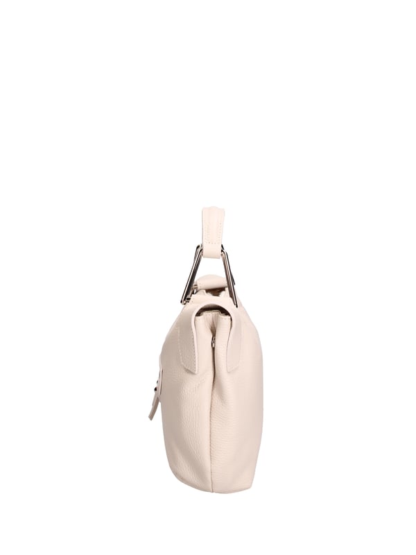 Bolso de mujer. El cierre es con cremallera. Los bolsillos internos son uno con cremallera y otro abierto. Los bolsillos externos son uno frontal con cremallera. La bandolera es ajustable y extraíble en piel. El mango es de cuero. Hay un compartimento interno. El material exterior es piel auténtica tipo dólar. Internamente está forrado en tejido 70% algodón - 30% poliéster. Medidas: 29x20x9 cm. Hecho en Italia