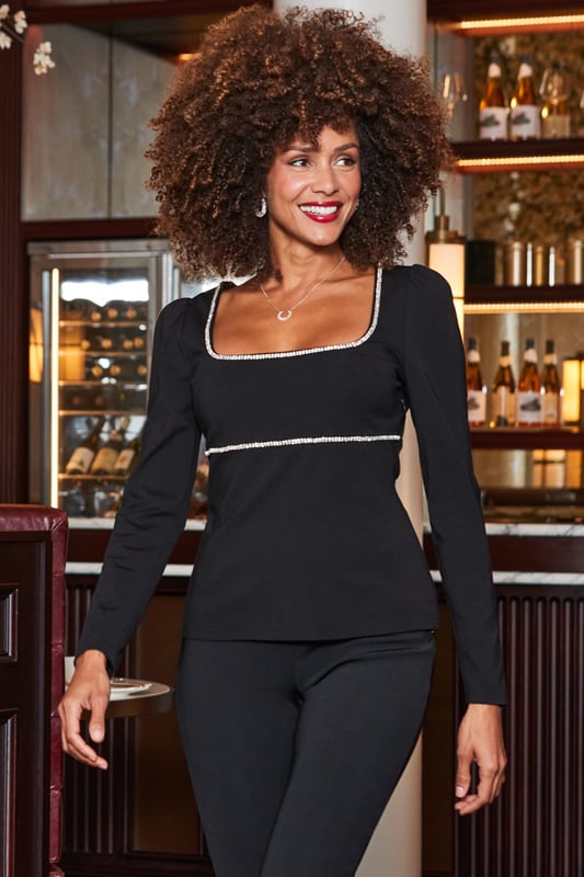 Black leggings with diamante trim outlet