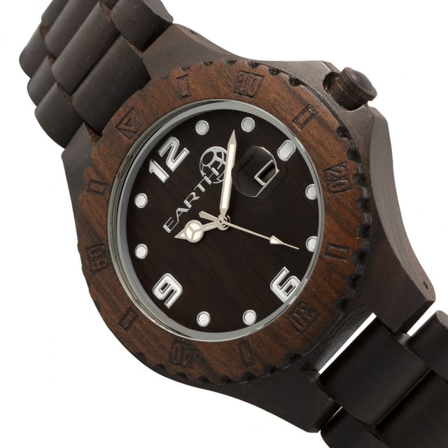 Eco-Friendly Sustainable Wood Case; Quality Japanese Quartz Movement; Non-Glare Scratch-Resistant Mineral Crystal; Logo-Engraved Wood Caseback; Crown Protector; Eco-Friendly Sustainable Wood Bracelet; Logo-Engraved Stainless Steel Push-Button Deployment Clasp; Luminous Hands; Luminous Markers; Magnified Date Display; 47mm Diameter; Splash Resistant; Due to Seasons and Aging of Wood colors may be darker or lighter than pictured.;