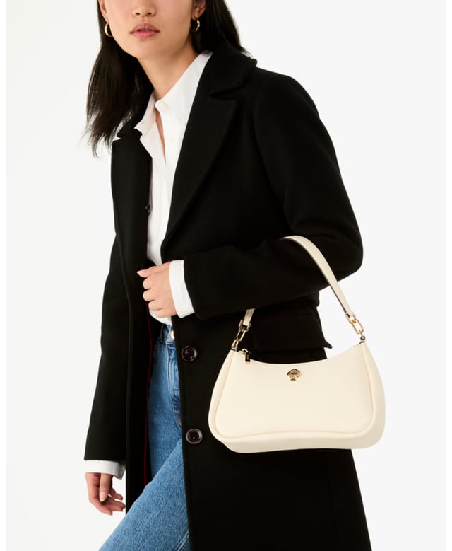We Think A Shoulder Bag Should Be Two Things: Chic And Functional. This Pretty One Holds All Of Your Essentials--Wallet, Keys And Phone--And Has A Pocket To Stash Snacks (Be It Gummy Bears Or Almonds). Because Those Are Essential, Too., Kayla Pebbled Leather Convertible Shoulder Bag, Metal Spade, Back Zip Pocket,  Length: 8.00 Cm,  Width: 26.40 Cm,  Height: 16.00 Cm