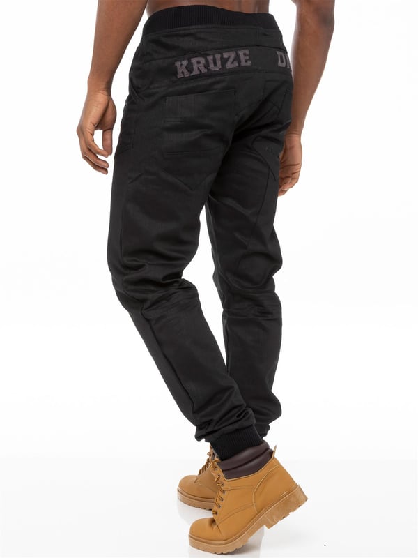 Kruze Mens Cuffed Jeans Black