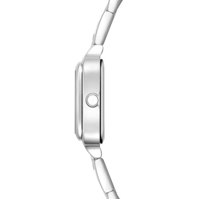 GENERAL INFORMATION:  • Targetgroup: Female  • Wristwatch: No Special Functions  • Display: analogue  • Weight of watch w/o box (gr.) - approx.: 59,0  MOVEMENT:  • Movement: Quartz  • Term of Movement: 2025  • Origin of movement: Japan  BRACELET:  • Material of bracelet/strap: Stainless steel  • Plating of bracelet/strap: None  • Finishing of bracelet/strap: Smooth  • Finishing/Decoration of bracelet/strap: None  • Clasp/Closure/Buckle: Security-folding clasp  • Color of bracelet/strap: Silver  • Length of bracelet/strap (mm) approx.: 210,0  • Width of bracelet/strap (mm) approx.: 13,8  • Style/Design of bracelet/strap: Link bracelet  • Bracelet/strap adjustable?: Yes  CASE:  • Shape of case: Square  • Size/Diameter of case in mm . approx.: 25,0 x 32,0  • Height of case in mm: 8,1  • Case material: Metal (Alloy)  • Surface of case: Polished  • Bezel/Topring: Fixed  • Finishing/Decoration of case: None  • Material of case back: Stainless steel  • Lock of case back: No screwed-in crown  • Color of case: Silver  • Coating/Plating (Case): None  • Type/Form of crystal: Flat  • Material of crystal: Mineral crystal  DIAL:  • Size jewelry care cloth: Hour, Minute  • Indices: Line indices  • Material of dial: Mother of Pearl (MOP)  • Structure/pattern of dial: Flat  • Color of dial: Blue  PUSHER, CROWN, HAND:  • Pusher: None  • Corrector: No  • Crown: No screwed-in crown  • Type of hands: Pole hand  • Luminescent (hands): No  PACKAGING & SCOPE OF DELIVERY:  • Box: Yes  • Service booklet: Yes  • Manual: Yes