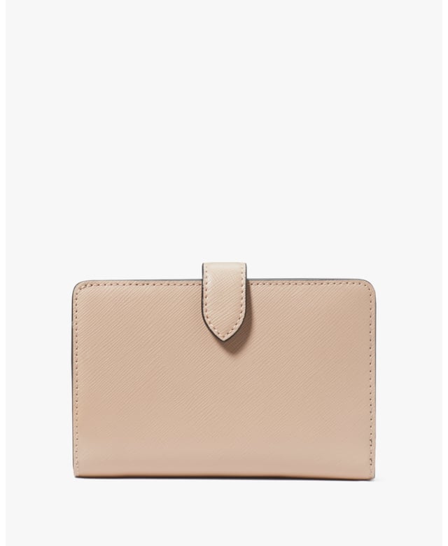 Madison Colorblock Saffiano Leather Medium Compact Bifold Wallet, Metal Pinmount Logo,  Length: 3.00 Cm,  Width: 14.00 Cm,  Height: 9.00 Cm