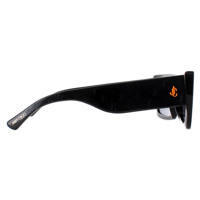 Jimmy Choo Rectangle Womens Black Grey Blue VITA/S  Sunglasses are a trendy rectangle  frame, enhancing your facial features while providing optimal sun protection. The high-quality acetate material used in their construction ensure durability and comfort, making them the ideal companion for both everyday wear and special occasions. The Jimmy Choo logo features on the temples for brand authenticity.