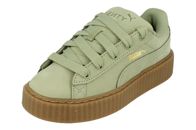 Puma Creeper Phatty Nubuck Unisex Trainers 396813   - Green Fog Puma Gold 02