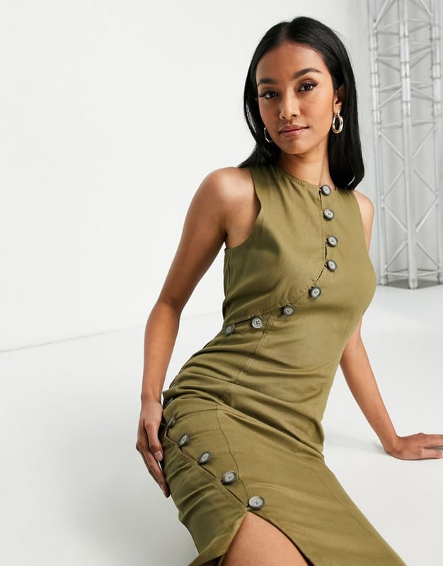 Topshop horn button dress store