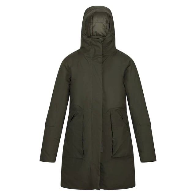 Material: 100% Polyester. Filling: Feather-Free. Lining: Polyamide, Quilted. Fabric: Stretch. Design: Logo, Plain. Fabric Technology: Breathable, DWR Finish, Heavyweight, High Warmth, Isotex 8000, Waterproof, Windproof. Insulated, Taped Seams. Neckline: Hooded, Zip Neck. Cuff: Inner Ribbed. Sleeve-Type: Long-Sleeved. Hood Features: Concealed Toggle Adjuster, Grown On Hood. Length: Hip Length. Pockets: 2 Patch Pockets. Fastening: Full Zip, Stud. 8000g/m¬≤/24hrs. Sustainability: 0% Animal Ingredients, Cruelty Free, Made from Recycled Materials. Waistline: Adjustable, Drawcord.