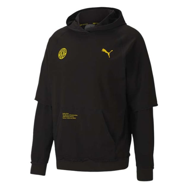 Puma x Golds Gym Hoodie Mens Training Raglan Sleeve Jumper Black 519617 02