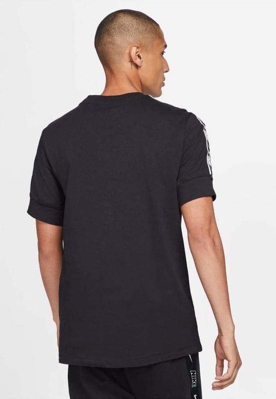 Nike Mens Repeat T Shirt.    Ribbed Crew Neck, Short Sleeve.     Soft Jersey Cotton Provides Lasting Comfort and Durability.     Repeat the Swoosh Graphics and Block Lettering So You Can Show the Love of Nike.