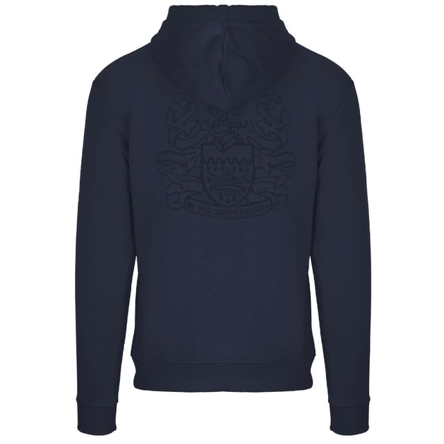 Aquascutum Box Gothic Logo Navy Blue Zip-Up Hoodie. This Aquascutum Logo Navy Blue Zip Hoodie from Aquascutum is the perfect blend of fashionable and functional. It's made of a lightweight, breathable fabric and has a stylish logo detail that elevates any casual look. Stay warm and stylish today with Aquascutum!. Elasticated Sleeve Ends and Waist, Drawstring Hood. 100% Cotton Hooded Jumper, 2 Open Pocket. Regular Fit, Fits True To Size. Style Code: FCZ623 85
