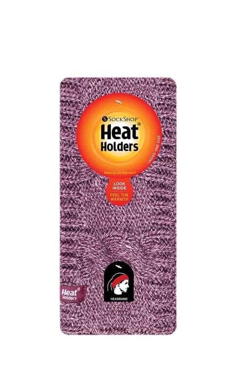 Met Heat Holders weet je dat warmte gegarandeerd is. Daarom heeft Heat Holders nu een dames winterjas ontwikkeld. Op deze manier kunt u uw oren en hoofd warm houden zonder concessies te doen aan uw kapsel. Hoofdbanden zijn een geweldig alternatief voor gewone beanie-mutsen, want met een hoofdband van Heat Holders heb je de vrijheid om je haar te dragen zoals je wilt, of het nu in een knot of paardenstaart is. Deze Heat Holders-hoofdbanden zijn gemaakt met Heat Holders speciaal ontwikkeld hoogwaardig thermisch garen, dat isolatie biedt tegen kou met superieure vochtademende eigenschappen. De binnenkant van deze hoofdbanden zijn gemaakt van Heat Holders pluche bontachtige fleece voering - Heat Weaver. Deze isolatielaag maximaliseert de hoeveelheid warme lucht die dicht bij de huid wordt gehouden. Houdt u langer warm. Deze hoofdbanden voor dames zijn stijlvol en warm, de buitenkant is een klassiek grof gebreid kabelontwerp, waardoor het bij elke wintermode past. Ze zijn verkrijgbaar in één maat en in 2 kleuren; zwart en paars. Ze zijn gemaakt van een buitenkant van 100% Acryl en een voering van 100% Polyester.