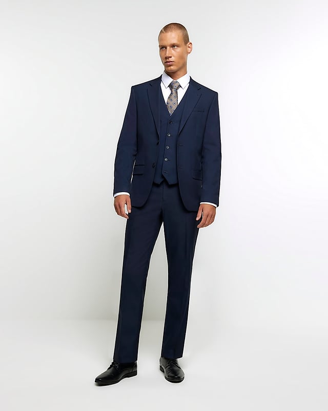 Two-Tone, Button fastening, V hem, Front welt pockets, Lined, Adjustable back fastening, Skinny fit, Our model wears a UK 40R and is 185.5cm/6'1'' tall, Made with at least 30% recycled material