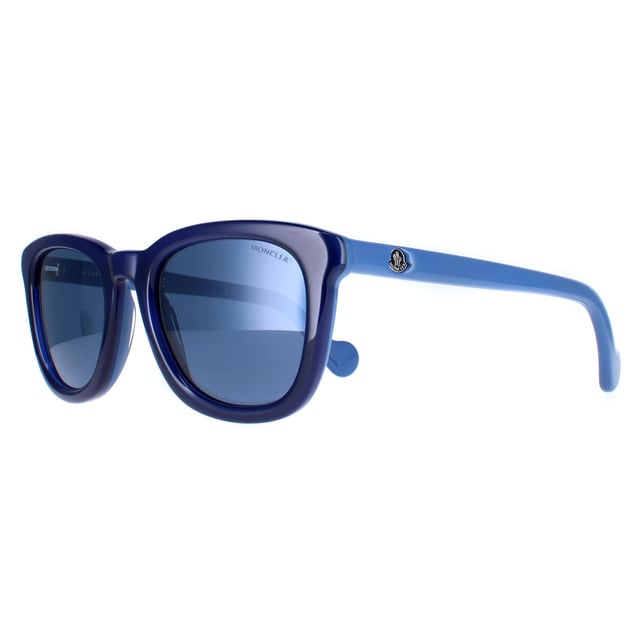 Moncler Round Mens Shiny Royal Blue Blue Mirror ML0118  Sunglasses are a fashionable round design that effortlessly blends with any outfit. The frame is made from premium acetate, ensuring durability and a lightweight feel, allowing you to wear them comfortably all day long. The iconic Moncler logo is subtly engraved on the temples for authenticity.