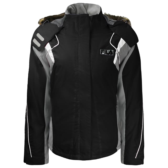 Fila Thermore Zip Up Hooded Short Ski Jacket Black Mens Coat U89697 088