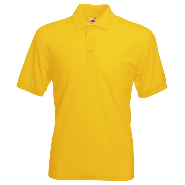 Adult easy care, easy wear pique polo. Ideal for workwear. Guaranteed to perform at 60° wash. 1x1 rib flat knit collar and cuffs. Three self colour button fused placket and sewn-in spare button. Reinforced shoulder seams with single needle stitching. Taped neckline for added comfort. Also available in ladies sizes, code 63212. and childrens sizes, code 63417. *3XL available in White, Navy, Black, Heather Navy and Heather Grey only. Weight: 170-180g/m². Fabric: Easycare 65% Polyester, 35% Cotton. S (35-37: To Fit (ins)). M (38-40: To Fit (ins)). L (41-43: To Fit (ins)). XL (44-46: To Fit (ins)). 2XL (47-49: To Fit (ins)). 3XL (50-52: To Fit (ins)). <BR><BR>FRUIT OF THE LOOM - a brand steeped in tradition, offering a comprehensive range of garments.