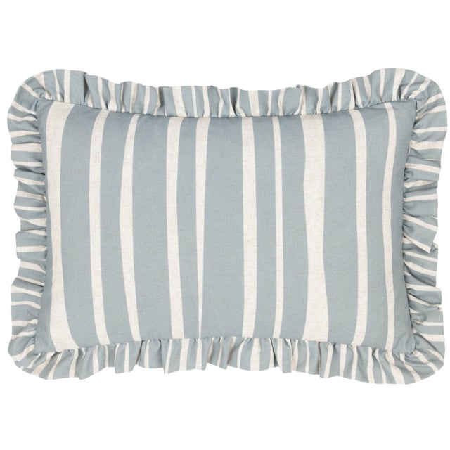Bring a touch of elegance and warmth to your living space with the Carmon Cushion. Crafted with a linen-look texture and featuring a relaxed vertical stripe pattern, this cushion exudes a refined yet inviting charm. The ruffle trim adds a sophisticated flair, making it a standout piece for those who value unique home accents. Its plain reverse offers versatility, seamlessly blending with any decor style. Ideal for those who appreciate style and quality, the Carmon cushion is designed to express your individuality and impress your guests.