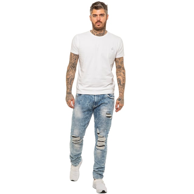These Enzo Skinny Jeans Ripped Stretch Denim features a zip fly fastening, easy care and comfortable to wear. With two front pockets, two back pockets and one-coin pockets.