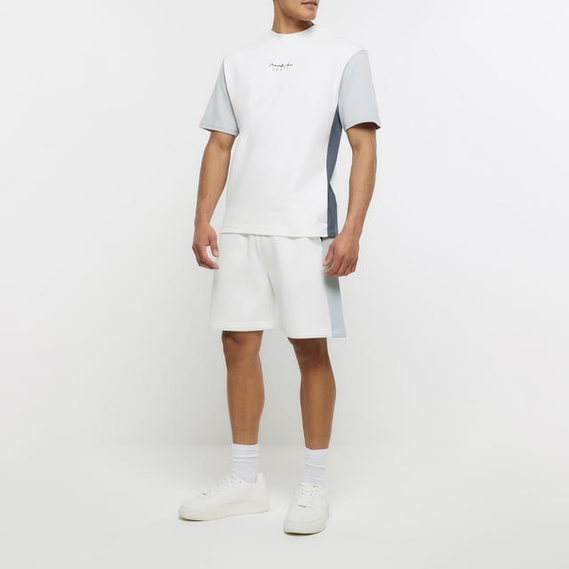 River Island Mens Shorts White Regular Fit Colour Block
