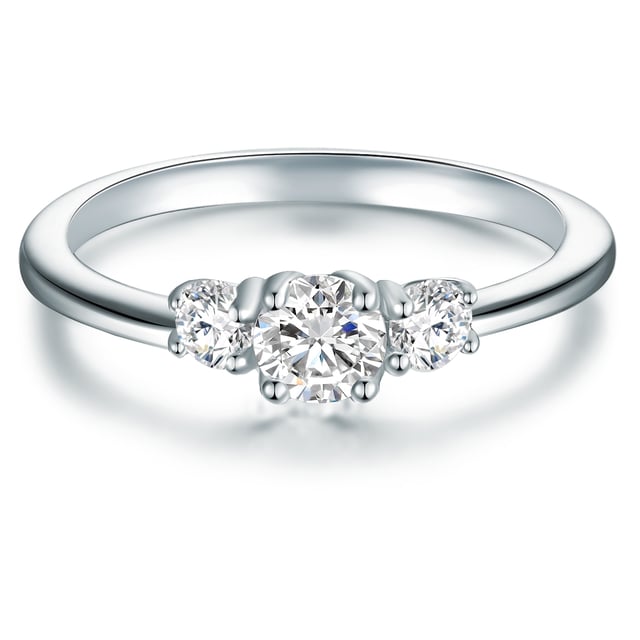 If it can be a little more glamor, you can use the trilogy ring instead of the classic solitaire engagement ring! This exclusive model of the 1934 manufacture in 1934 also symbolizes the past, present and future and stands out spectacularly from traditional bridal jewelry. Arranged in perfection, the three carefully selected zirconia stones reflect the light in 57 facets and sparkle with the eyes of their loved ones. The simple ring rail made of rhodium-plated sterling silver is protected and well-compatible.