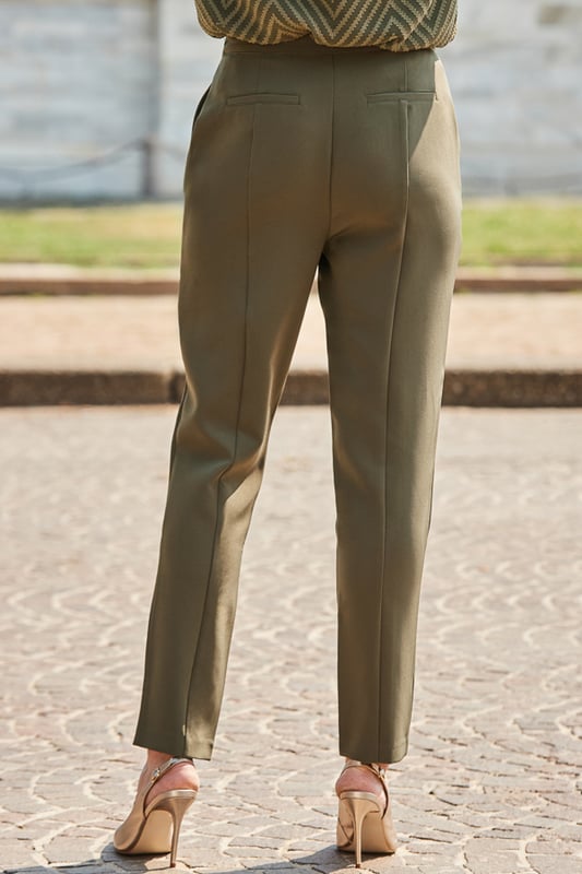 Add them to your work-to-weekend rotation Cut for a chic tapered silhouette Elevated with a luxe gold button detail waistband Ankle-grazing hem you'll wear with heels, boots and flats Effortlessly chic with a roll neck and courts A silky blouse will take you from desk to dinnerInside leg to fit: Short 29" | Regular 31" | Long 33"