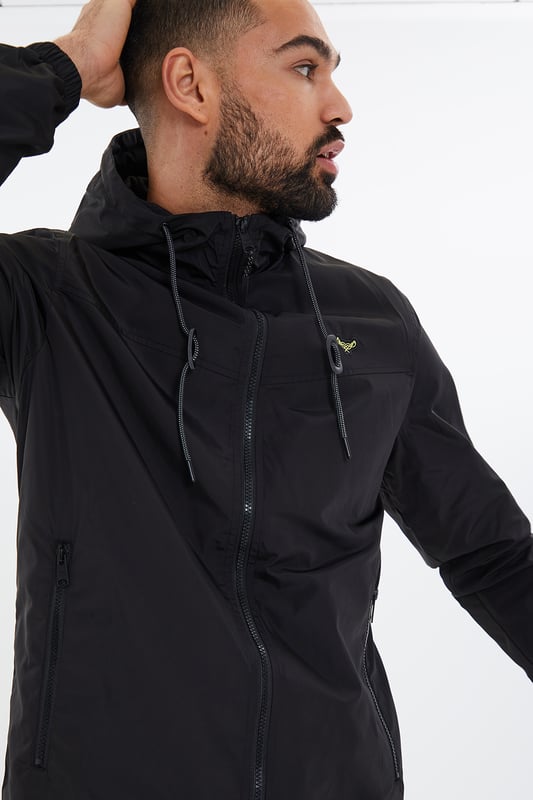 Black top hooded mac